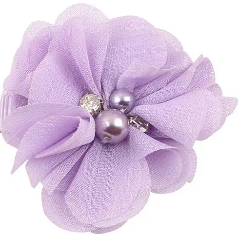 Светло-фиолетовый 18 шт Pearl Rhinestone шифон цветы аксессуары для волос ручной работы букет цветы оформление нет заколки для оголовье T172 - Цвет: Светло-фиолетовый
