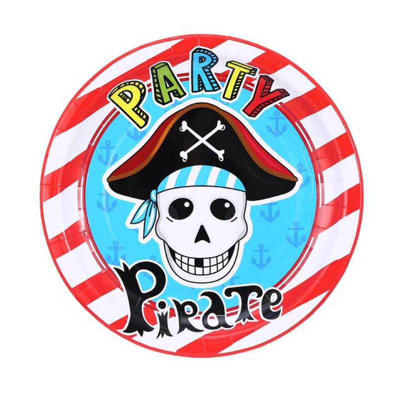 Сервирует 8 детей полосатый красный пиратский тематическая вечеринка на день