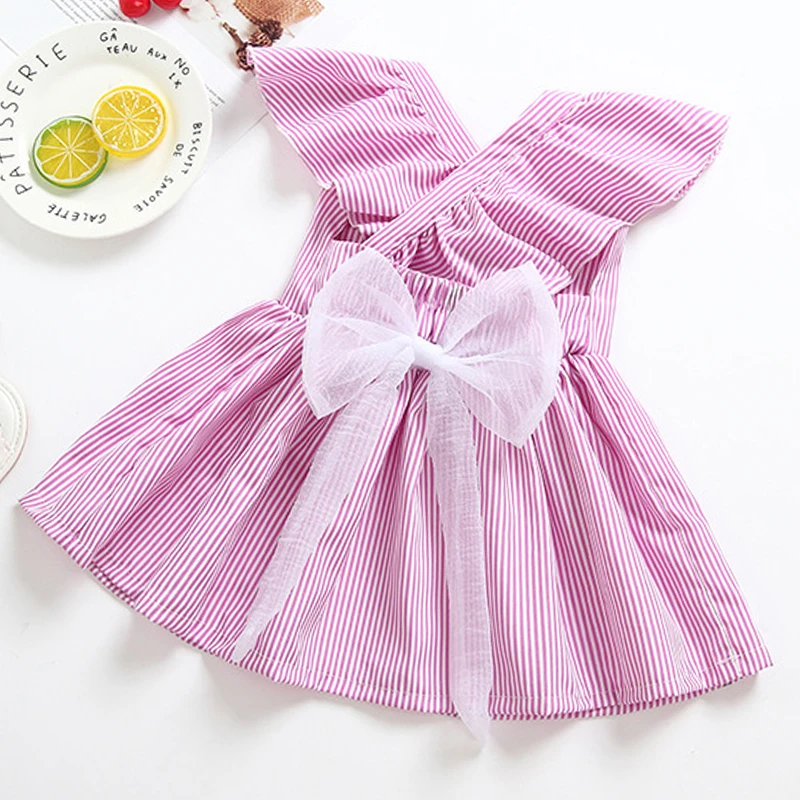 Bear leader/платья для девочек милое платье с высокой талией и бантом детские платья в