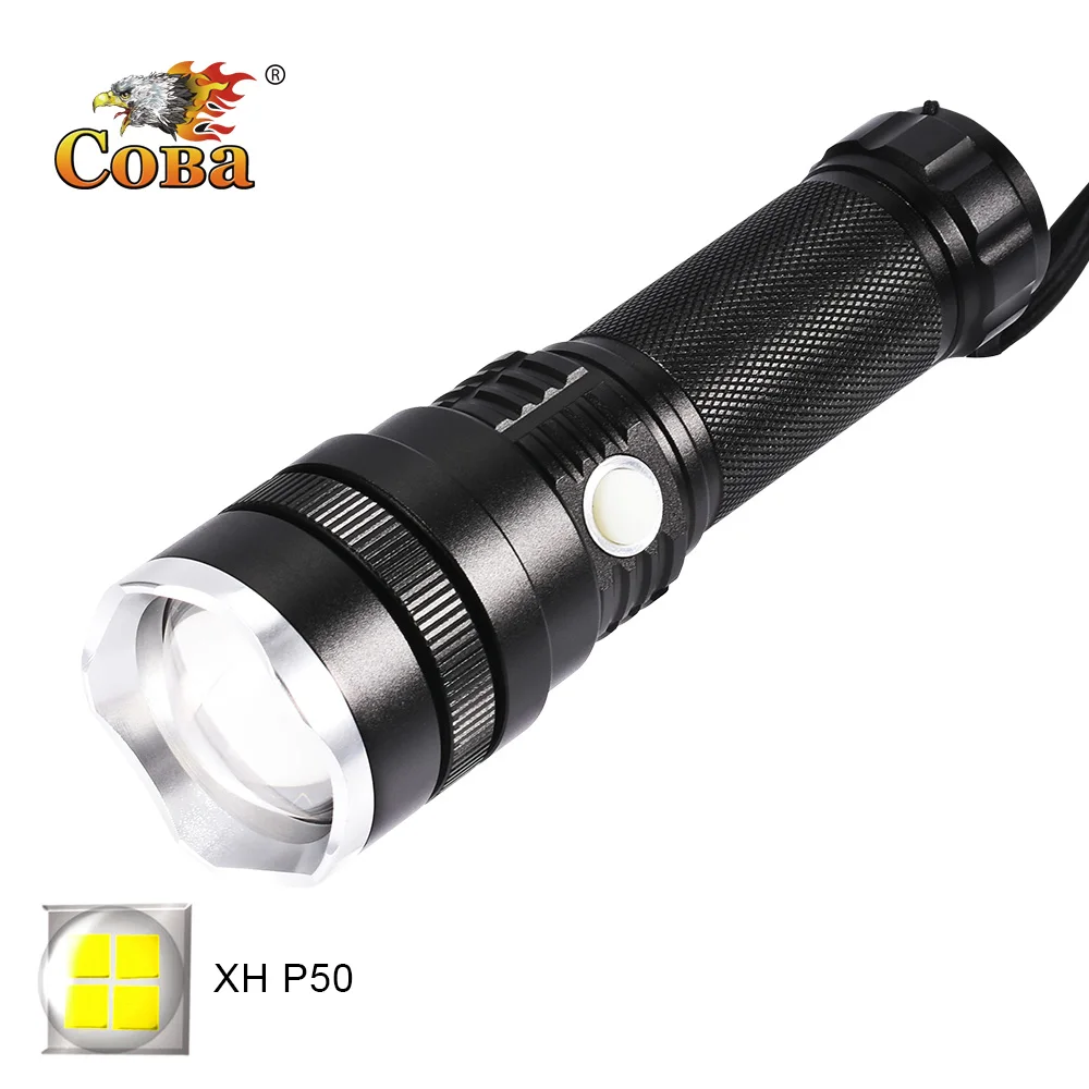 Coba P50 тактический фонарь со светодиодным бликом супер яркий Мощный фонарик