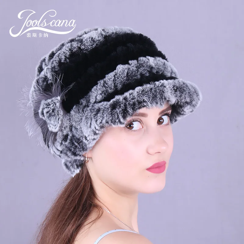 Женская шапка Joolscana Зимняя кепка с кроликом зимняя вязаная краями|hats for women winter|rabbit