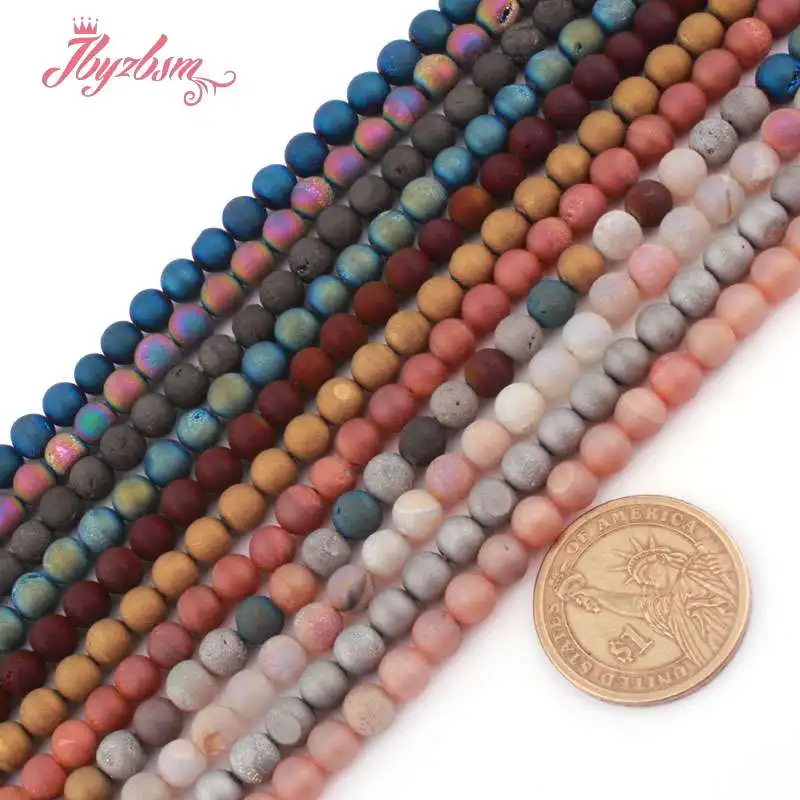 Круглый шарик из драгоценных камней диаметром 6 мм с металлическим покрытием