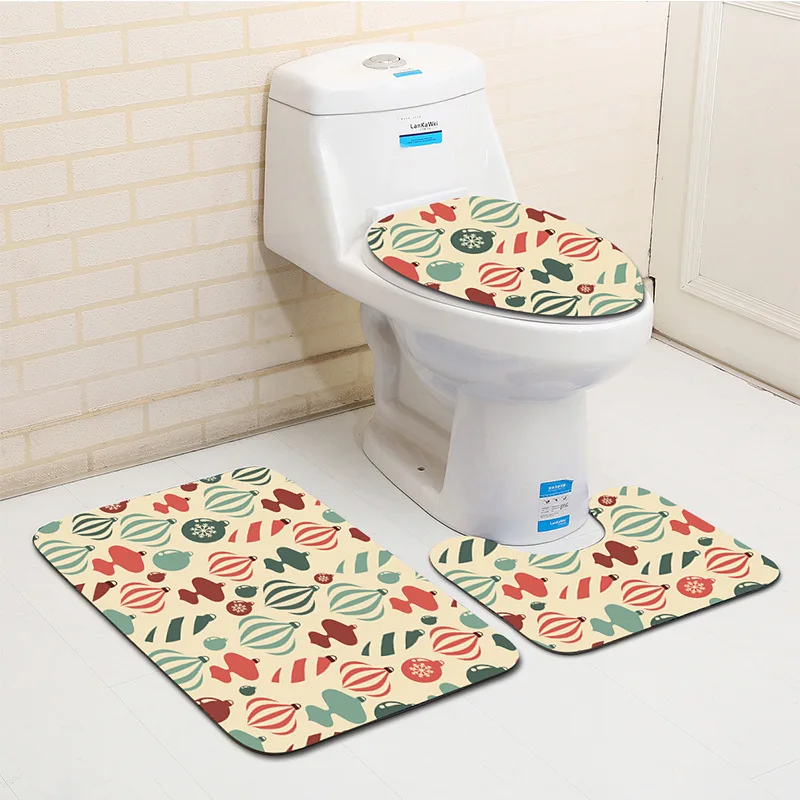 

Microfiber 3Pcs Bathroom Carpets Set Non-slip Floor Mats Toilet Bath Mats Set Washable Pedestal Rug Toilet Lid Cover Bath Rugs