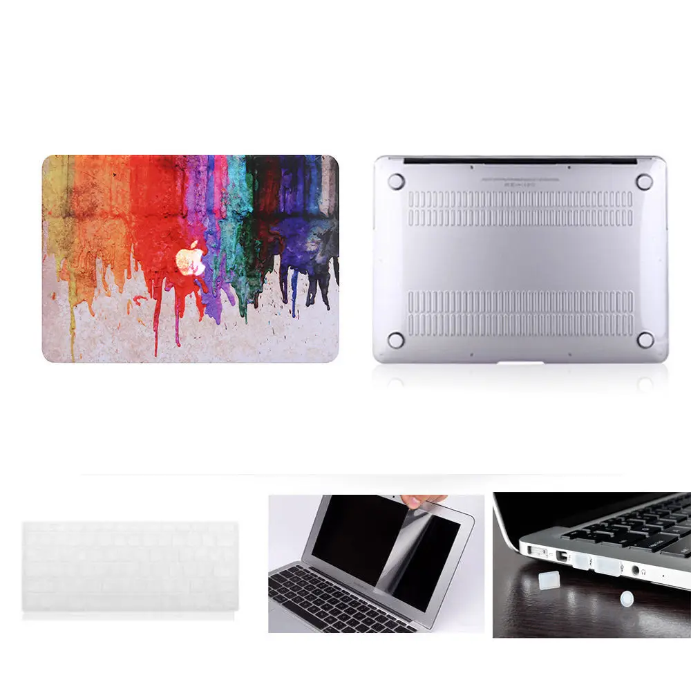 Жесткий чехол для ноутбука + клавиатуры пленка экрана пылезащитный MacBook Air 11 13 Pro