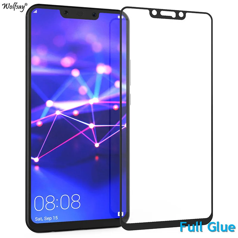 2 protectores de pantalla de pegamento completo para Huawei Mate 20 Lite cubierta completa de vidrio templado Huawei Mate 20 Lite 9H 2.5D pel&iacute;cula de calidad suprema-0