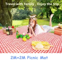 2m2m picnic mats outdoor beach picnic baby climb plaid camping mat waterprof moistureproof blanket travel mats
