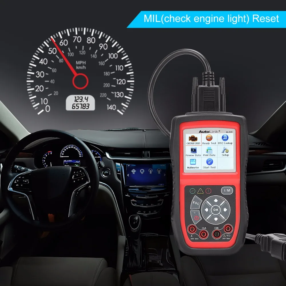 AUTEL автолинк AL539 OBD2 инструмент автоматического сканирования AVO метр MIL