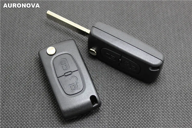 Auronova Складной Корпус ключа для Peugeot 307 308 407 607 2 кнопки дистанционного ключа автомобиля чехол без боковой паз