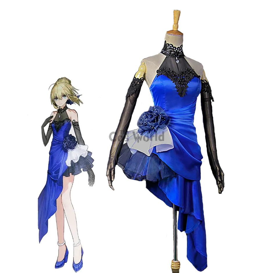 FGO Fate Extella Saber, длинное платье, формальное платье, униформа, костюм аниме, костюмы для косплея