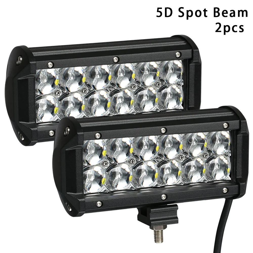 2PCS 5D Spot Weketory 7 дюймов светодиодный бар светодиодный светильник для трактора лодки внедорожника 4WD 4x4 грузовика внедорожника ATV вождения 12 В светодиодный светильник - Цвет: 2PCS 5D Spot