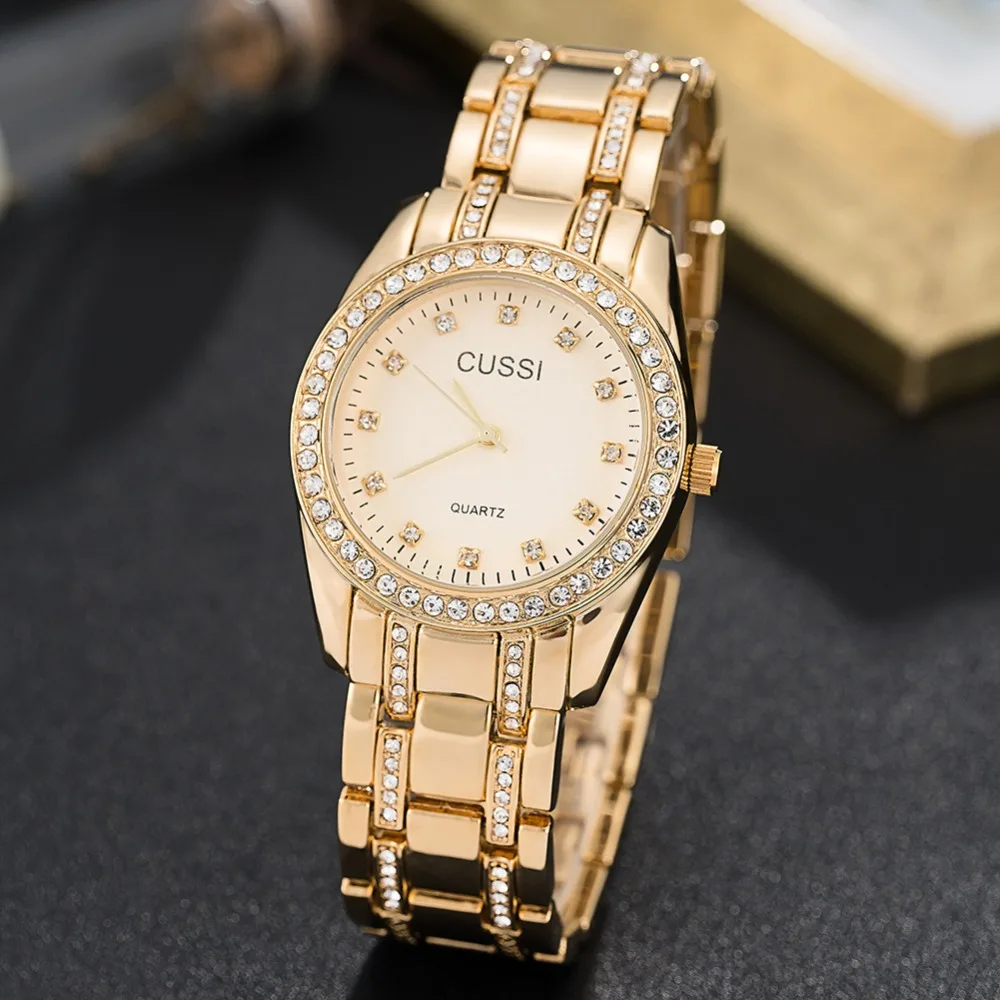 CUSSI 2019 Luxury Women Watches with Rhinestones Ladies Bracelet Fashion Quartz Wristwatch relogio feminino Clock | Наручные часы