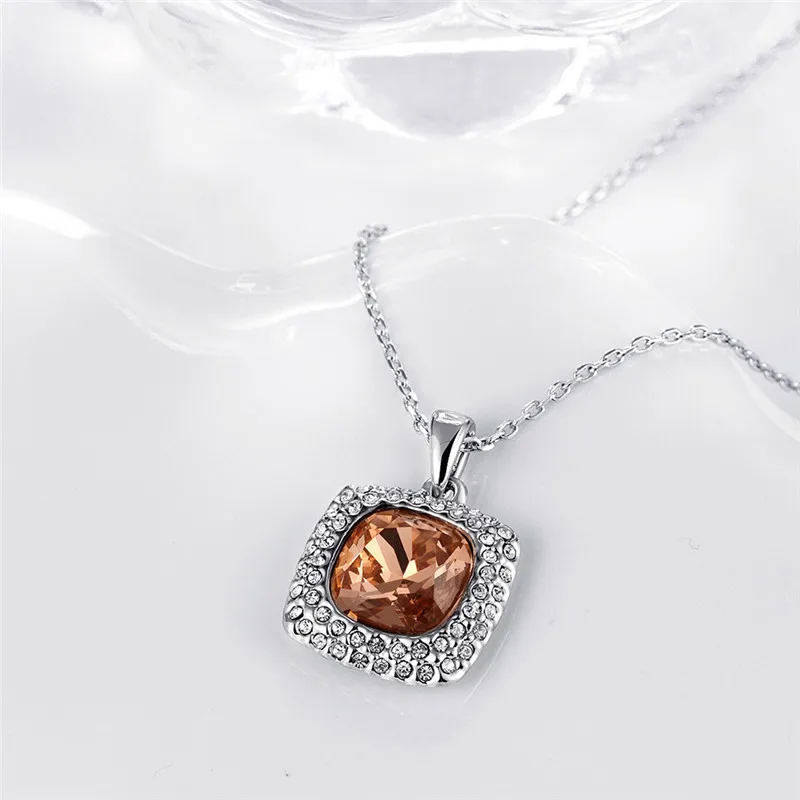 Цепочки и ожерелья из AKN067-B fine jewelry с серебряным покрытием цвета шампанским камня