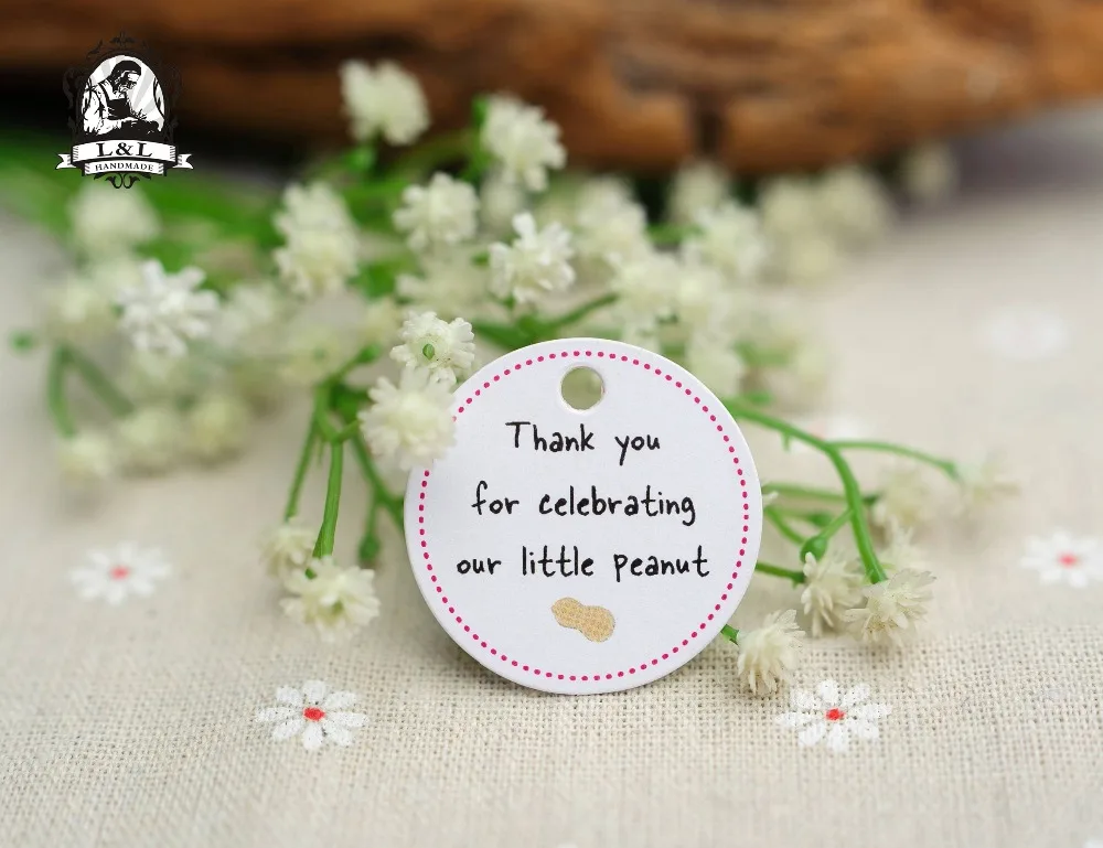 200 pcs 3.5cm round kraft/white paper label thank you tags Holiday product gift Label customization | Дом и сад