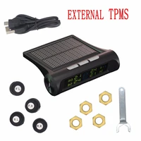 car solar tpms tire pressure monitor wireless tire pressure monitoring alarm system with lcd color display external sensor