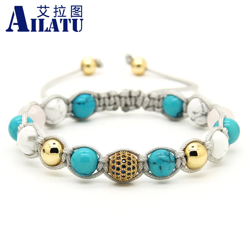 Ailatu оптовая продажа 10 шт./лот белый мраморный камень Howlite с 9 мм микро выложенный