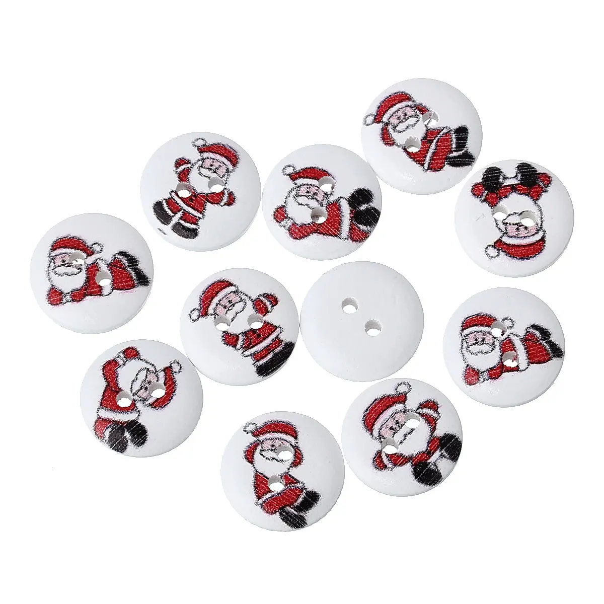

Wood Painting Sewing Buttons Scrapbook Christmas Round 2 Holes At Random Christmas Santa Claus Print 15mm,100PCs