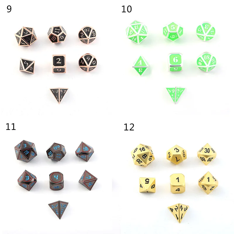 7 шт./компл. настольные игры развлечения металлические кости D4 D6 D8 D10 D12 D20 алкоголь