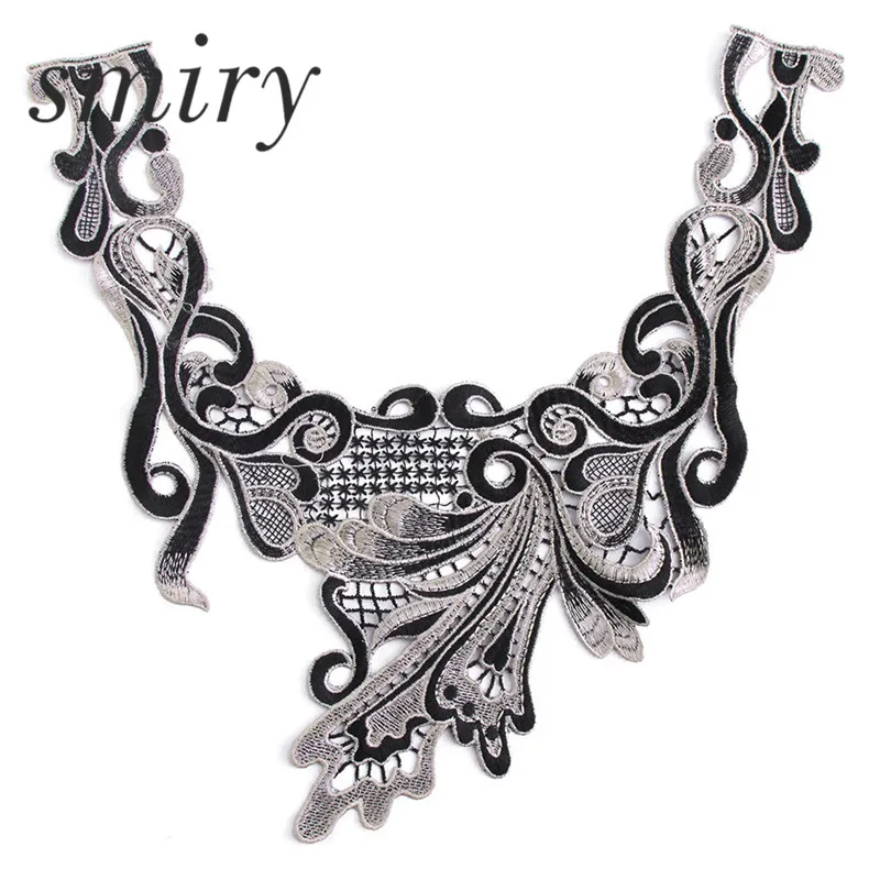 1 шт. Элегантная вышивка черный павлиний хвост цветочный кружевной воротник