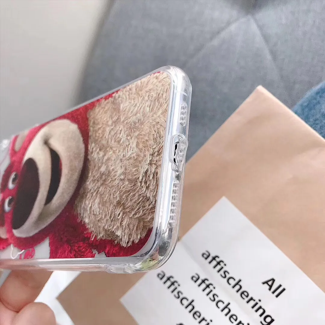 Супер милый мультяшный клубничный медведь чехол для iPhone X XS MAX XR акриловый