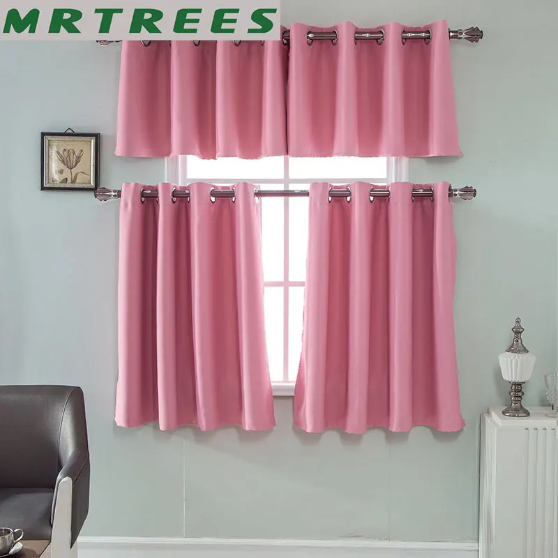 MRTREES Кухня Короткие шторы Римские жалюзи Твердая панель Sheer Panel Серый тюль Окно