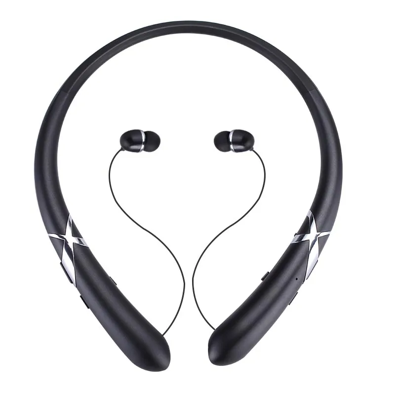 Выдвижная bluetooth-гарнитура Беспроводные наушники с микрофоном спортивные стерео наушники для мобильного телефона для LG samsung iPhone 7 8 Plus - Цвет: Черный