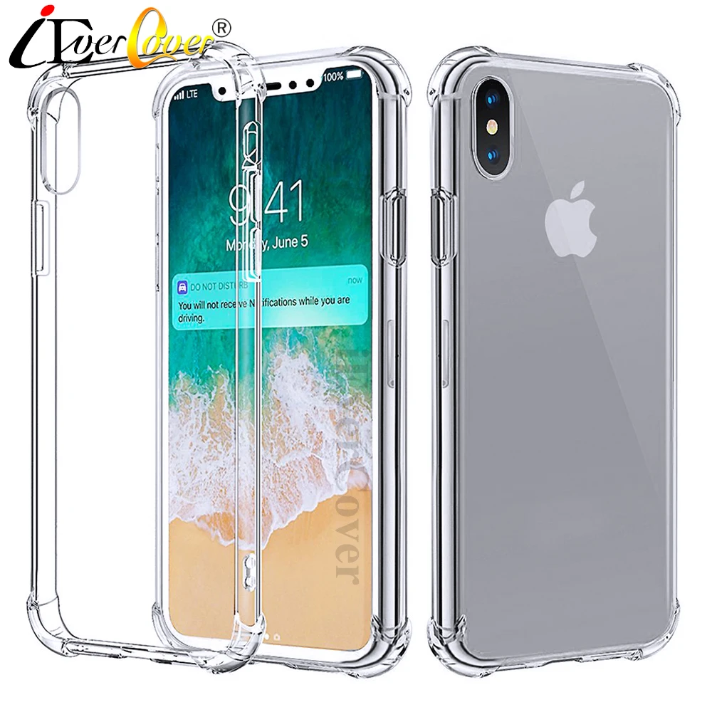 Противоударный кристально прозрачный мягкий чехол из ТПУ для iPhone X XS 5 8 дюймовая