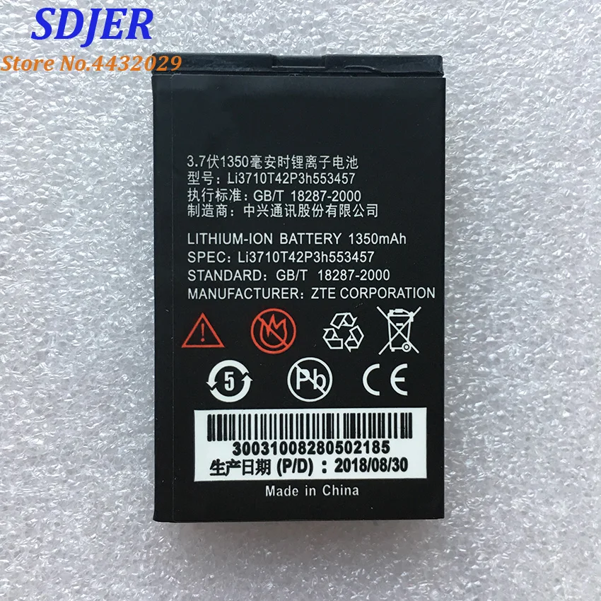 

New Li3710T42P3h553457 1350mAh Original Rechargeable battery For ZTE S100 S189 C360 C361 N600 N606 C170 H520 V16 Mobile Phone