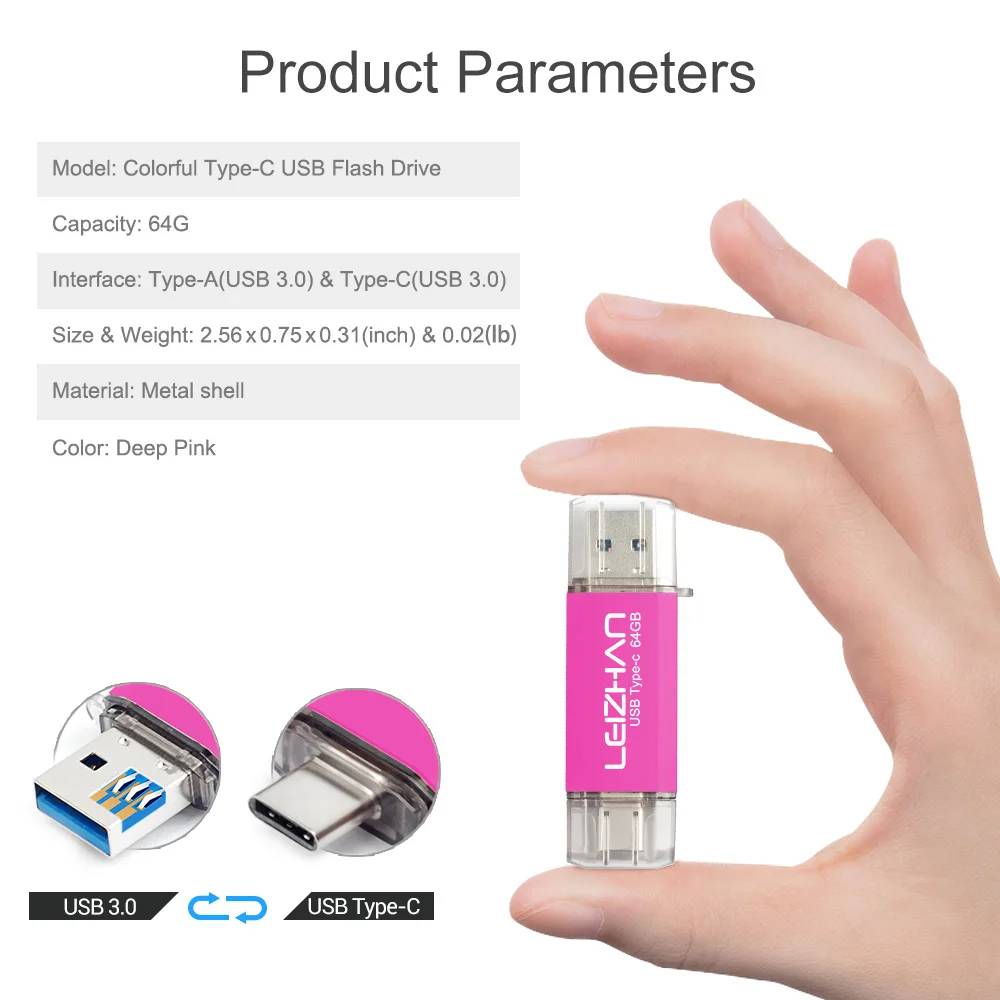 Флэш накопитель LEIZHAN usbc 128 ГБ USB C флэш 32 usb 3 0 64 type c 16 накопитель|USB флэш-накопители| |