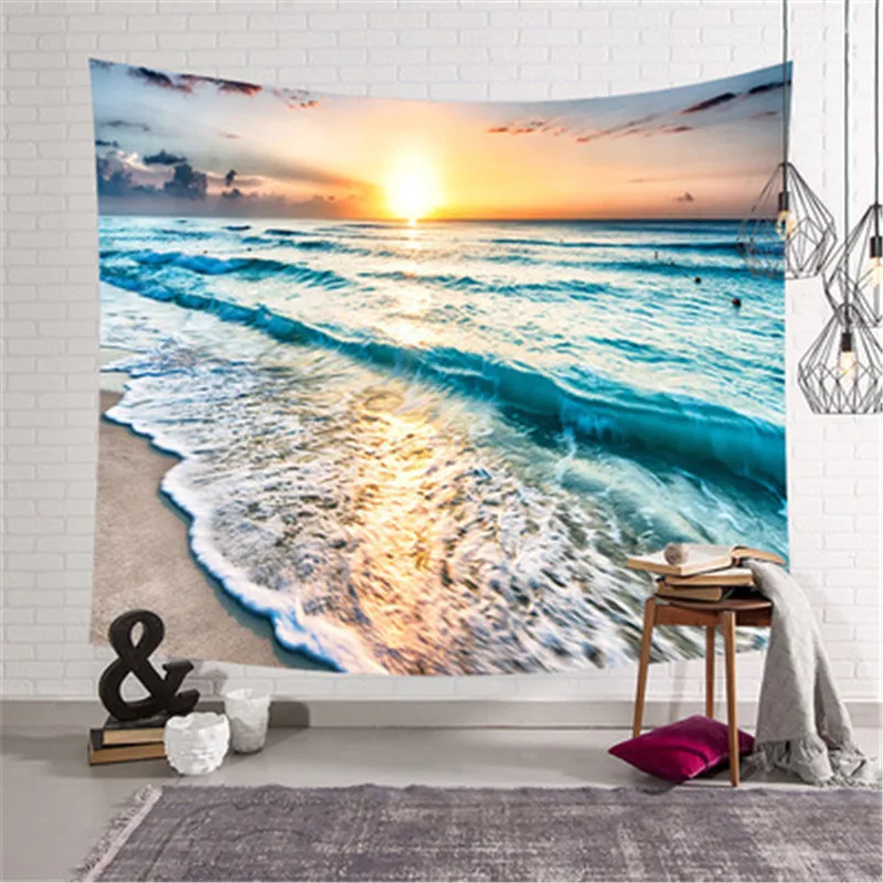 

SBB Northern Europe bedroom decorate Tapestry Bedding Urban ocean Sea wave beach Seascape series Tapestry Wall painting 3d