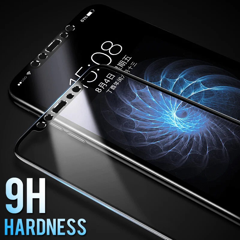 WZH полное покрытие закаленное стекло для iPhone X 6 7 8 Plus 6D изогнутая алюминиевая