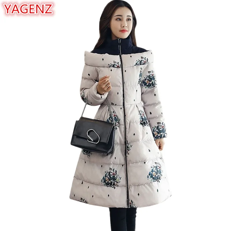 Женская хлопковая куртка YAGENZ длинная с принтом большой размер 696|womens parka coats|parka
