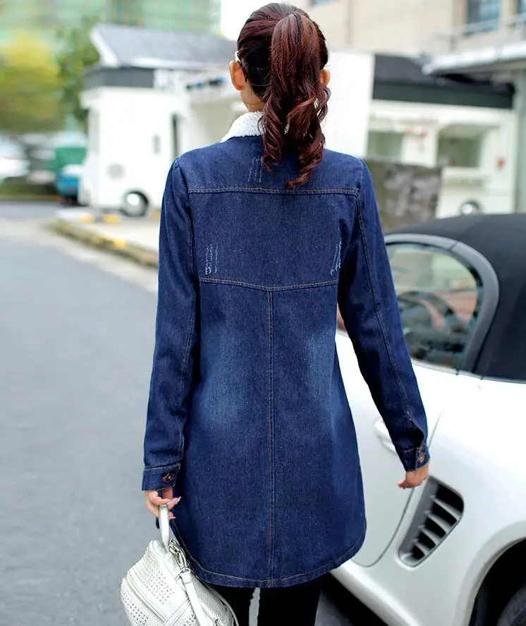 

Women Denim Winter Coat ladies parkas mujer 2018 Casual Plus velvet Warm blouson femme Outerwear chaqueta invierno mujer p399