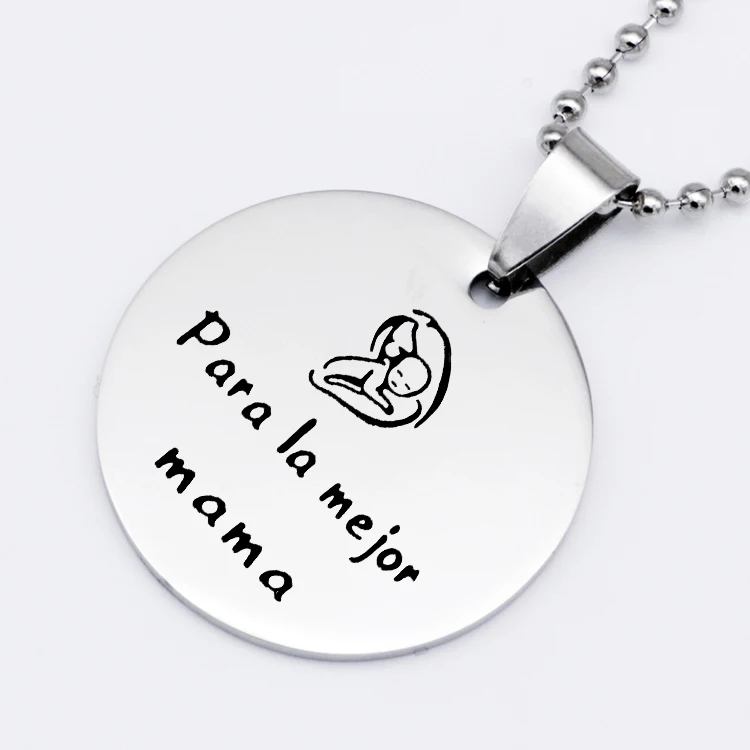&quotPara la mejor mama&quot ожерелье прекрасный ребенок из нержавеющей стали диск женские