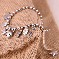 s925 silver bracelet female japanese korean fashion personality all match bead bracelet jewelry pendant multi paragraph