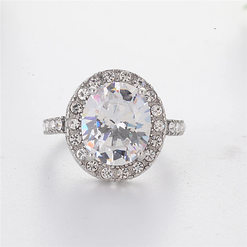 Роскошное белое овальное каменное яркое серебряное кольцо с кристаллом Bague для женщин, девушек, Подарок на годовщину, свадебные ювелирные изделия, модные Anillos L5Q926