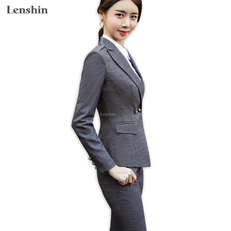 Lenshin/комплект из 2 предметов Высококачественные брючные костюмы для офисной леди