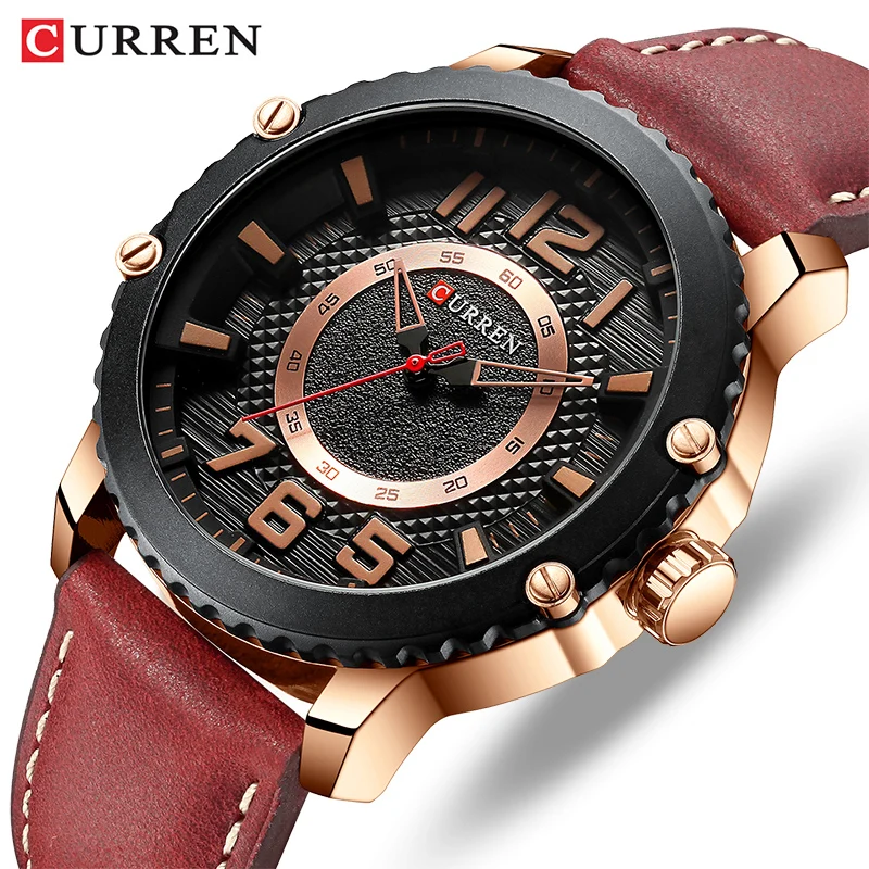 

Часы CURREN Мужские наручные кварцевые, роскошные брендовые водонепроницаемые спортивные, с кожаным ремешком