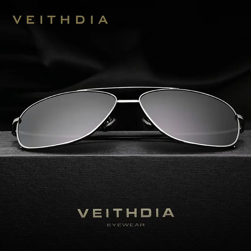 Мужские солнцезащитные очки Veithdia дизайнерские с поляризационным покрытием