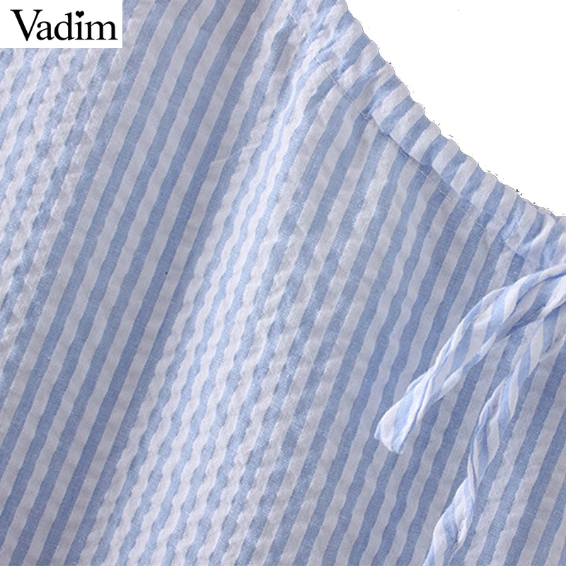 Vadim v шеи лишенный спагетти ремень shift dress low cut лук галстук шнурок карманы
