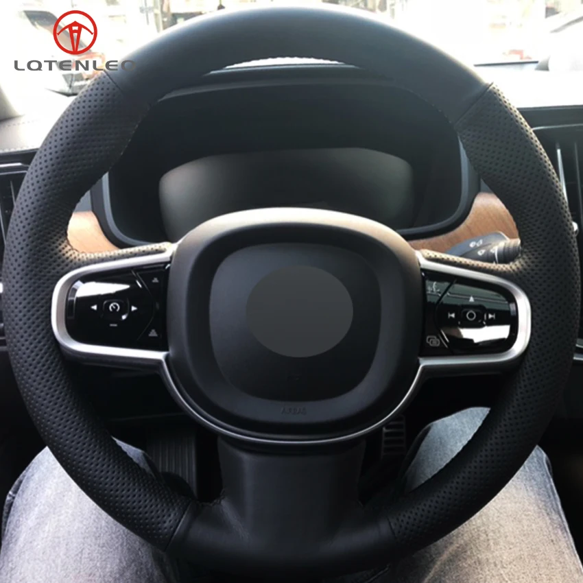 Lqtenleo черные сапоги из натуральной кожи ручной работы рулевого колеса автомобиля крышки для Volvo S90 V90 XC90- XC60 S60 V60