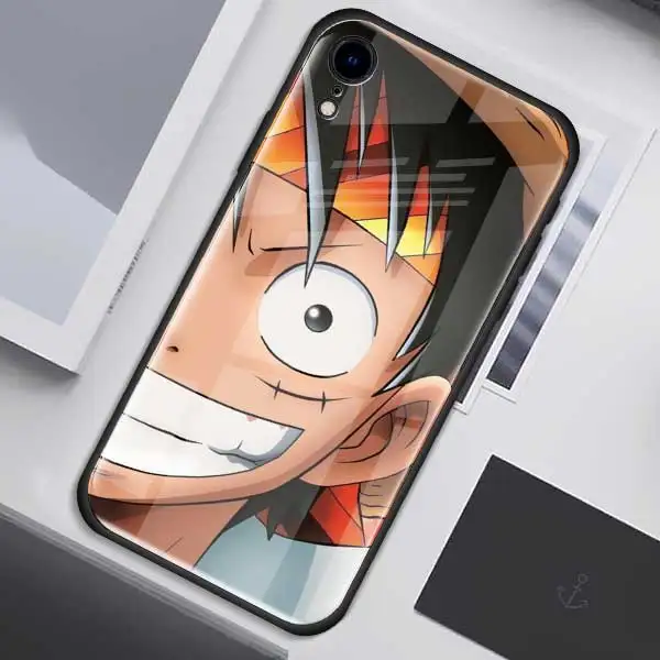 011 Чехол Из Закаленного Стекла one piece Luffy аниме для Apple iPhone XR 7 8 6 6S Plus 11 Pro X XS MAX черный мягкий чехол для мобильного телефона - Цвет: 011