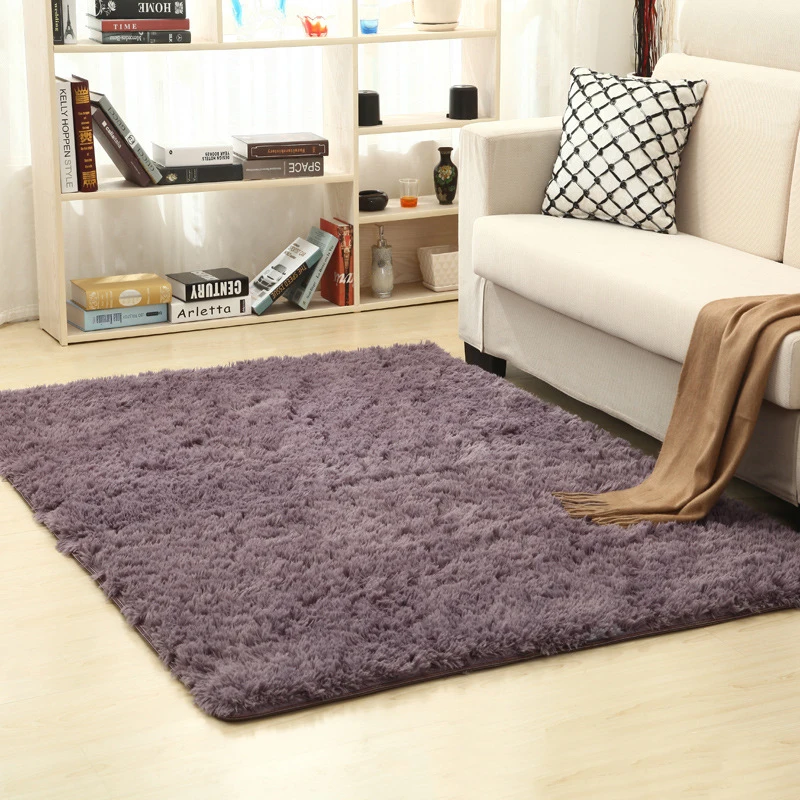 Gray purple Мягкий ворсистый ковер для гостиной европейский домашний теплый плюшевый напольный коврик пушистые коврики для детской комнаты коврик из искусственного меха коврики для гостиной - Цвет: Gray purple