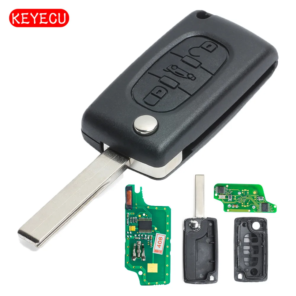 Keyecu дистанционный ключ 3 кнопки ID46 433 МГц FSK Автомобильный для Peugeot 408 2005-2011 FCC ID: