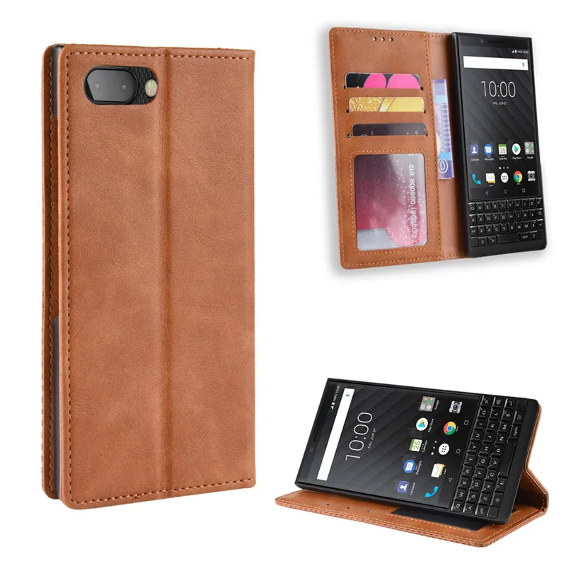 

For Blackberry Key2 Case Luxury Leather Flip cover funda with Stand Card Slot phone cases For Key Two Without magnets coque