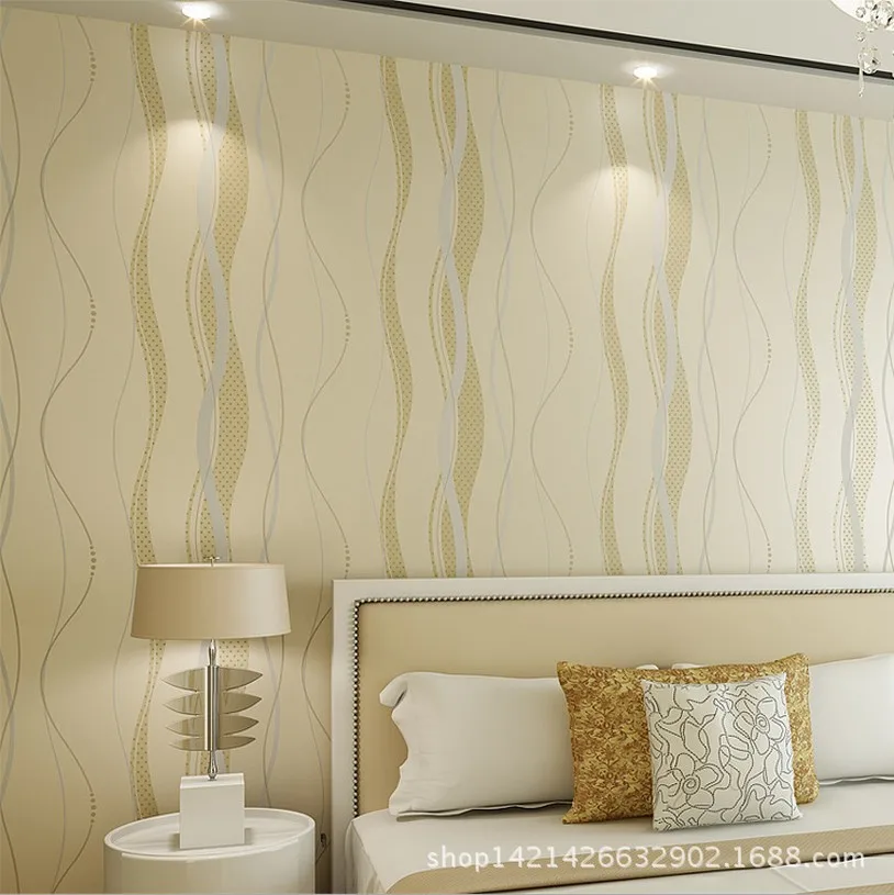 

Factory direct modern simple curve stripe long fiber non-woven wallpaper living room TV background bedroom wallpaper