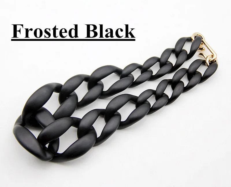 Матовая черная акриловая смола Длинная цепочка ожерелье для женщин богемный