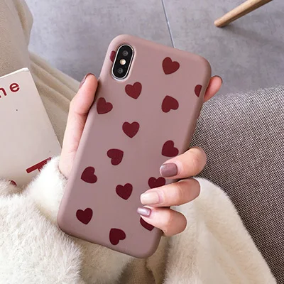 Чехол GlamPhoneCase Cute Love Heart Phone Чехол для iPhone 7 6 Plus XS Max, простые Чехлы для iPhone X XR 8 7 6 S Plus, мягкий чехол из ТПУ - Цвет: red love
