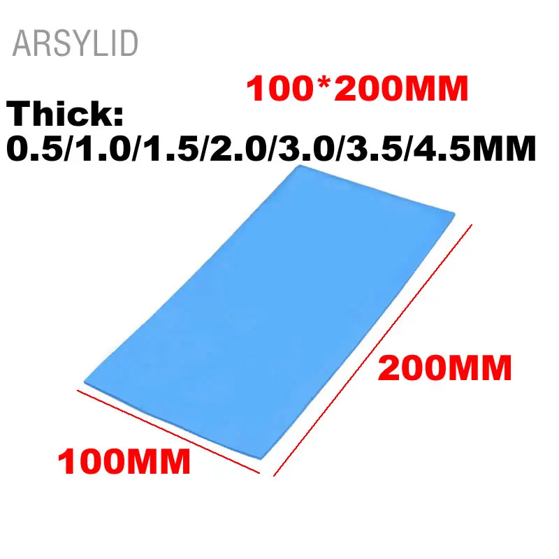 ARSYLID Высокое качество 100*200*1 0/2 0/4 5 мм теплопроводность 3 6 Вт теплоотвод для