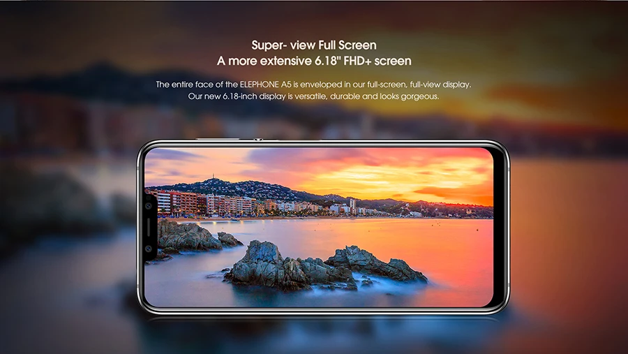 Elephone A5 Android 8,1 6,1" 18,7: 9 P60 MT6771 Четырехъядерный 4 ГБ ОЗУ 64 Гб ПЗУ 12 Мп+ 20 МП разблокировка лица отпечаток пальца 4G мобильный телефон
