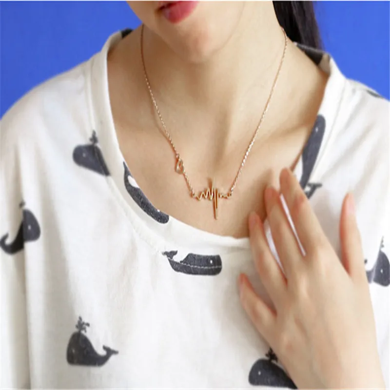 New Fashion Jewelry Imitation ECG Heart Necklace Clavicle Choker Pendant | Украшения и аксессуары
